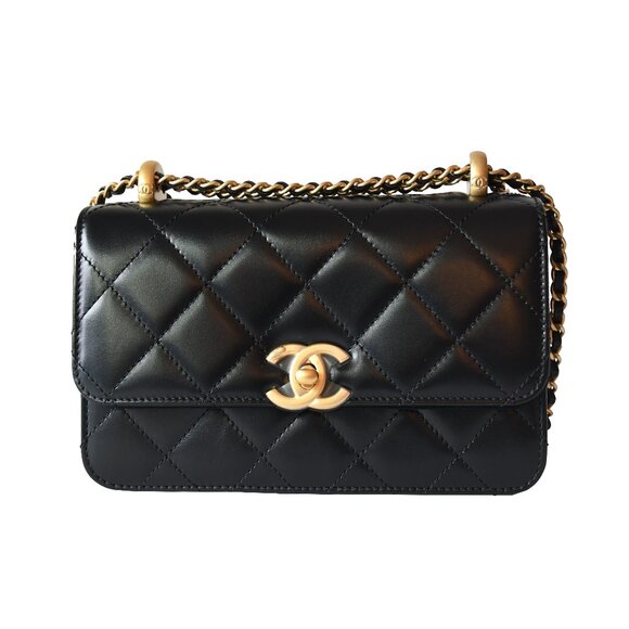 Chanel Calfskin Quilted Mini Perfect Fit Flap Gold Hardware Black - Picture 1 of 8